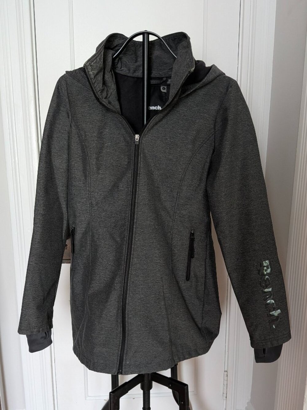 Bench Gray Hooded Softshell Long Jacket Coat Size L